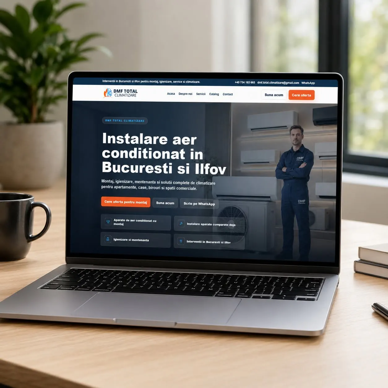 Original DMF Climatizare website mockup