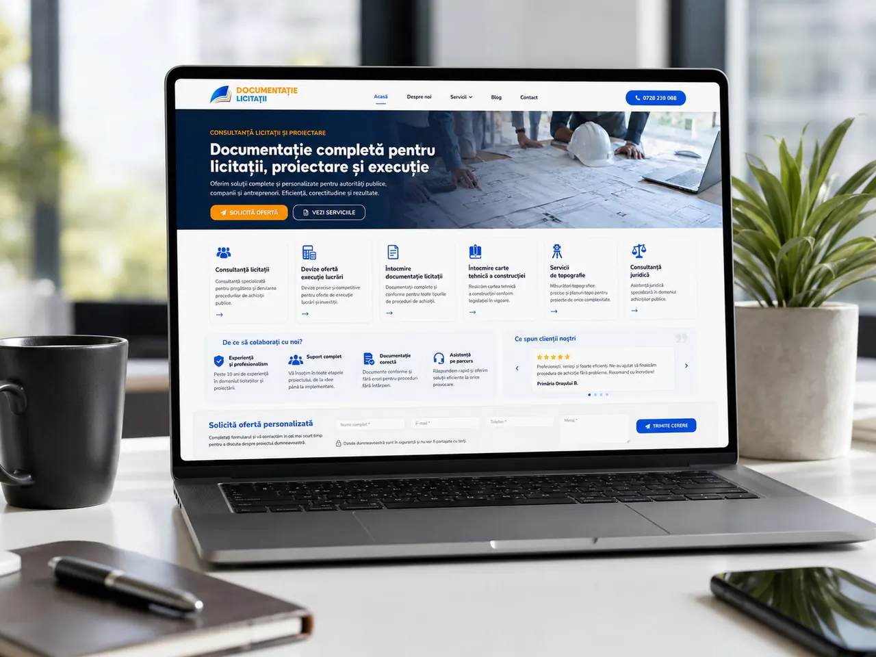 Original Documentație Licitații website mockup
