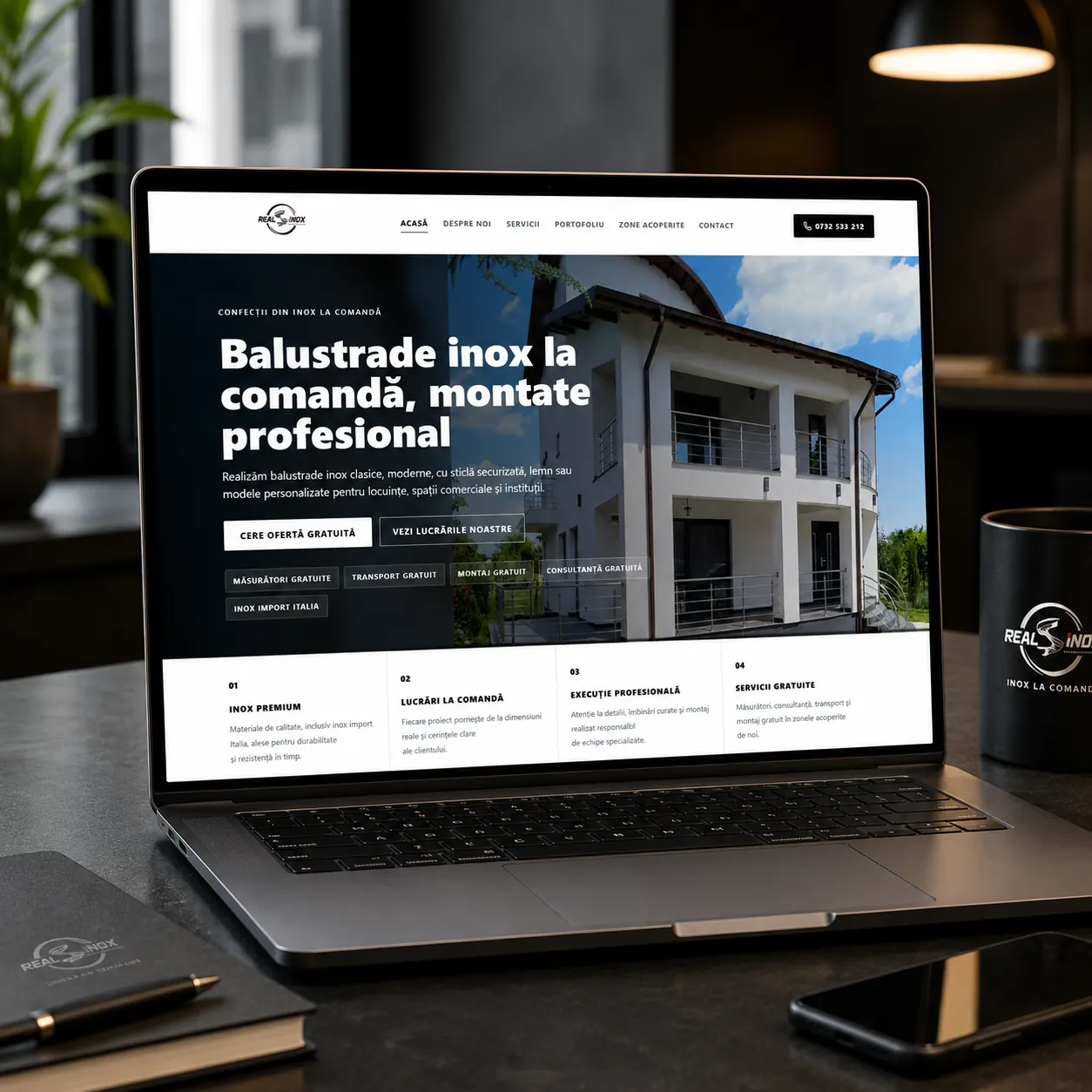 Original Real Inox website mockup