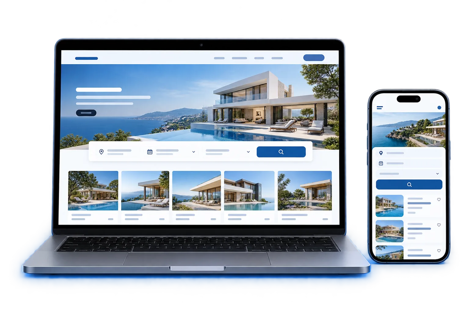 Original real estate website shown on a laptop and phone