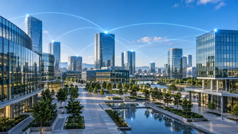 European business district representing a multi-location construction platform
